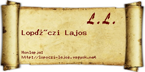 Lopóczi Lajos névjegykártya